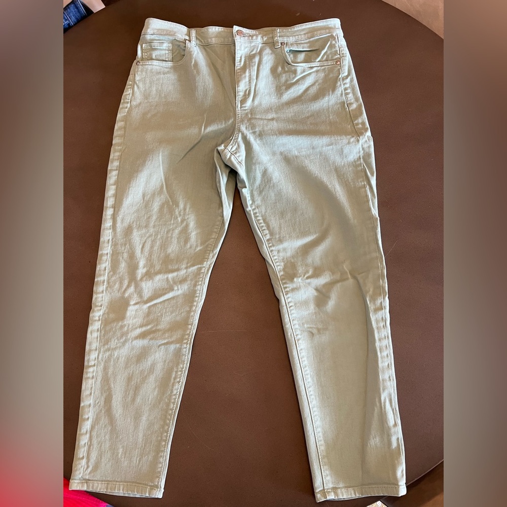 LOFT Women’s Mint Denim high waist skinny Jeans, size 33/16